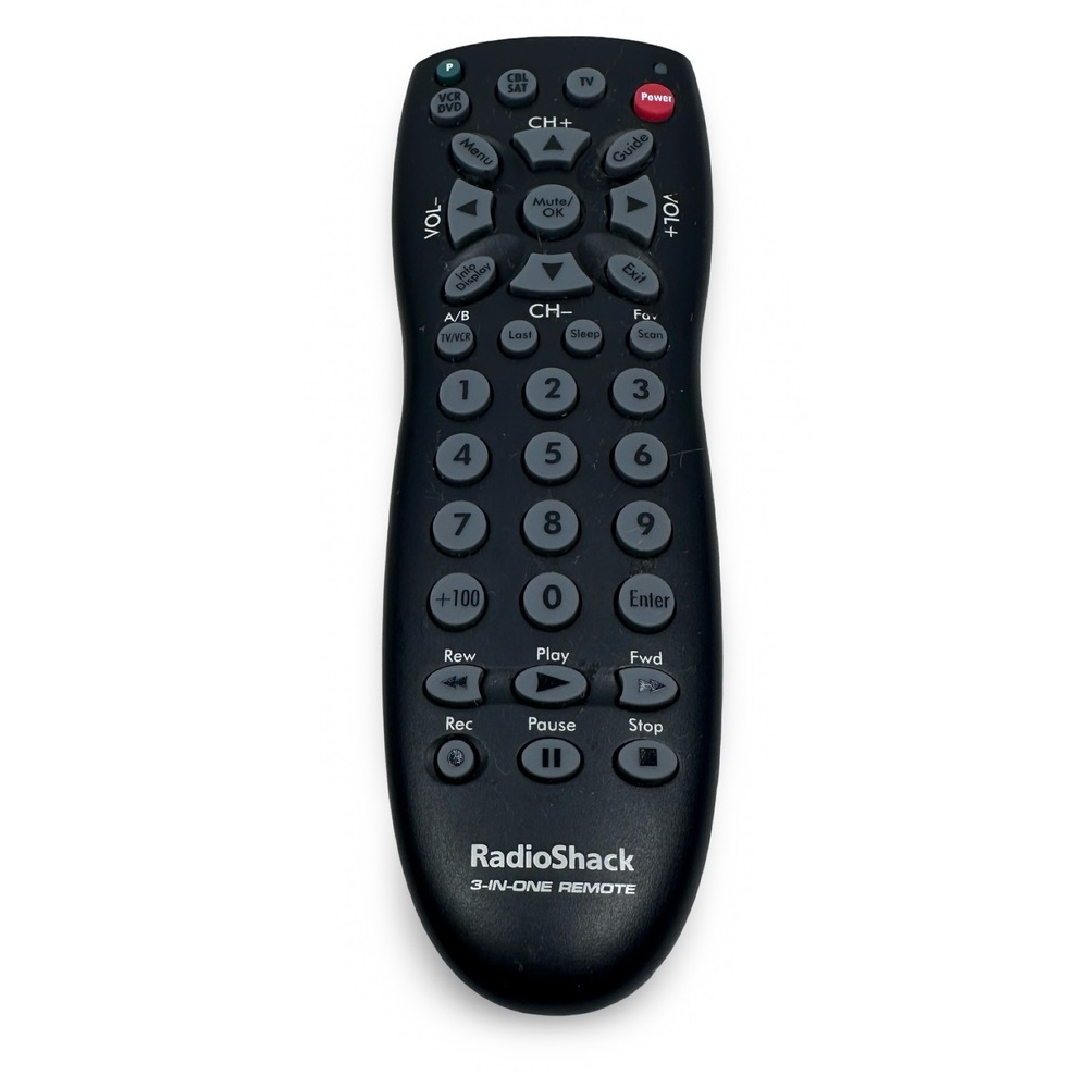 RadioShack 3-in-One Universal Remote Control Black Gray 15-2147 TV‎ VCR DVD SAT